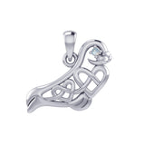 Seal with double Celtic Heart and Gemstone Eye Silver Pendant TPD6076