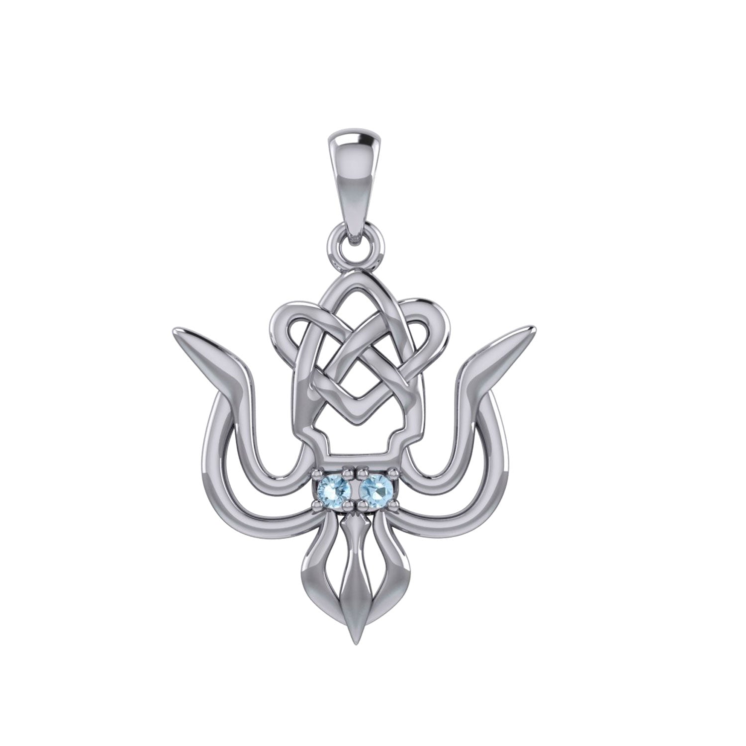 Cuttlefish with Celtic Heart and Gemstone Eyes Silver Pendant TPD6077