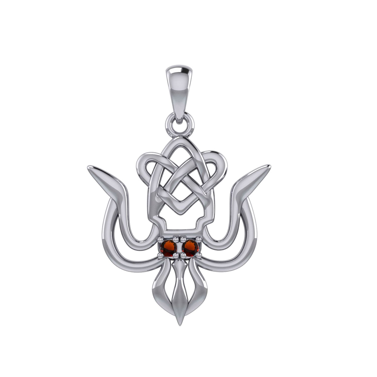 Cuttlefish with Celtic Heart and Gemstone Eyes Silver Pendant TPD6077