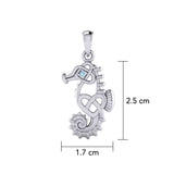 Celtic Seahorse And Double Heart With Stone Pendant TPD6080