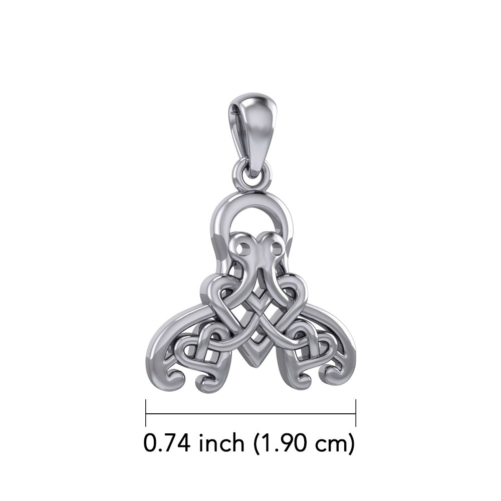 Celtic Octopus with Triple Heart Silver Pendant TPD6092