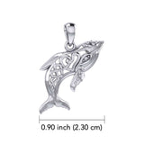 Celtic Whale with Double Heart Silver Pendant TPD6099