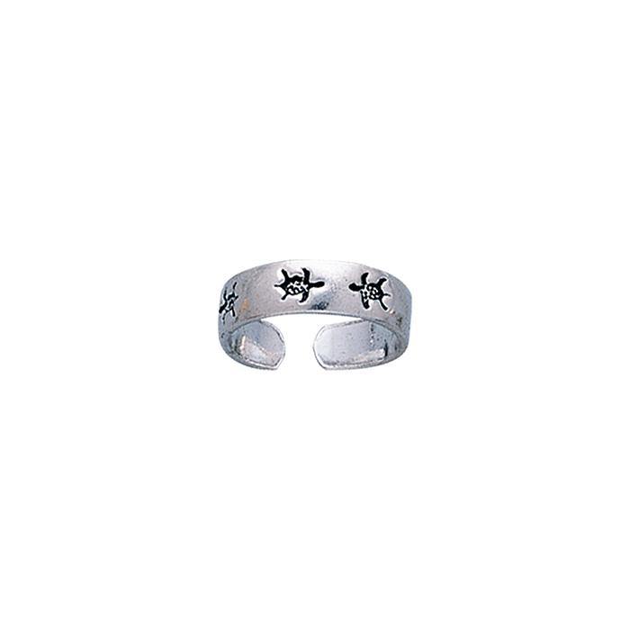 Turtle Toe Sterling Silver Toe Ring TR1202 - Toe Rings