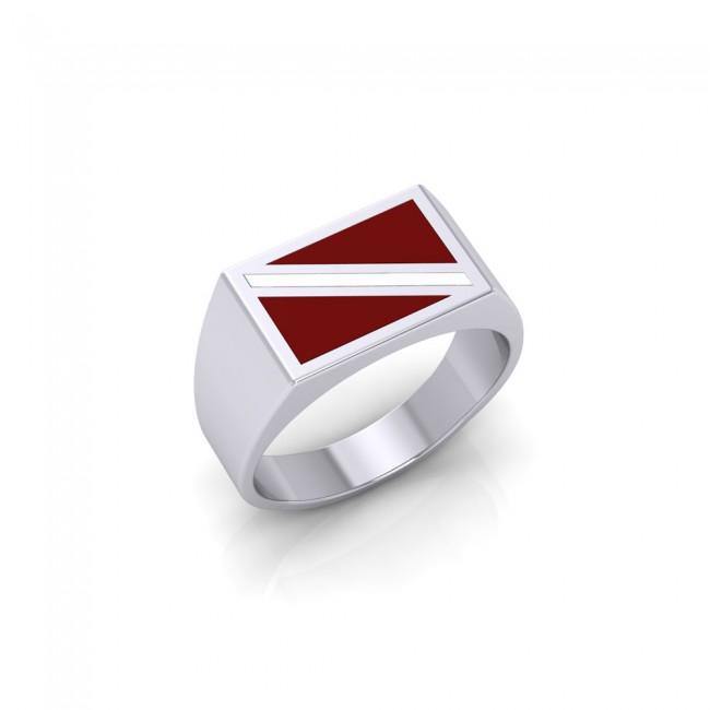 Flag Dive Sterling Silver Ring TR1796 - Rings