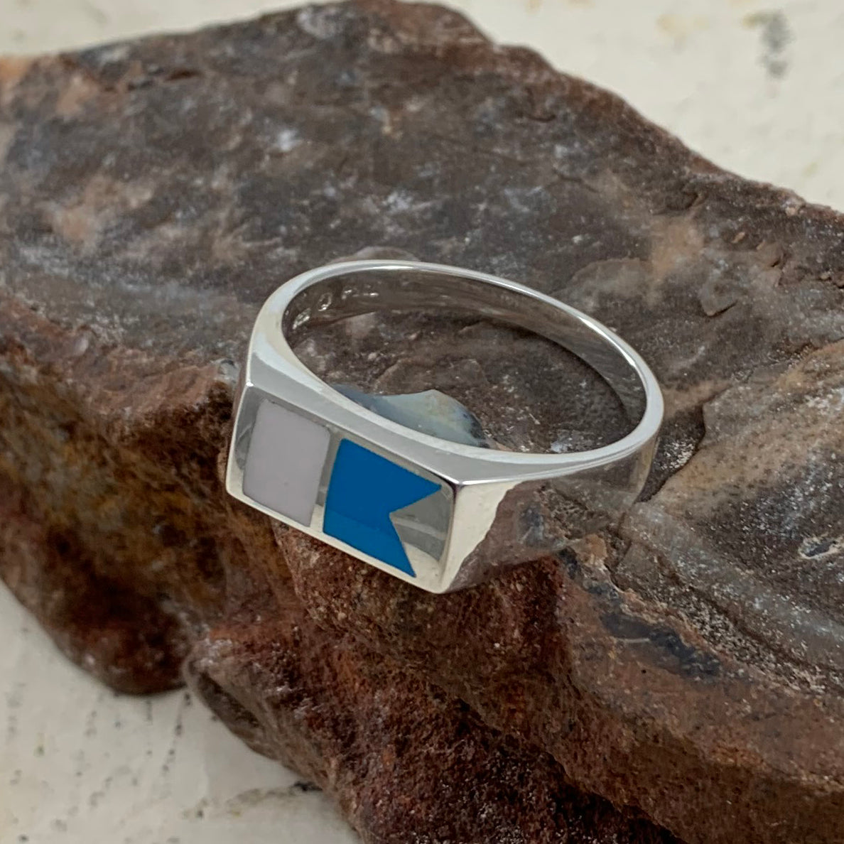 International Diver's Down Dive Flag Silver Ring TR1909