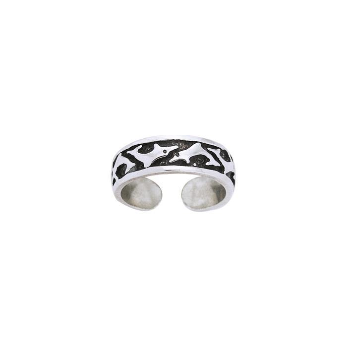 Dolphins Sterling Silver Toe Ring TR235 - Toe Rings