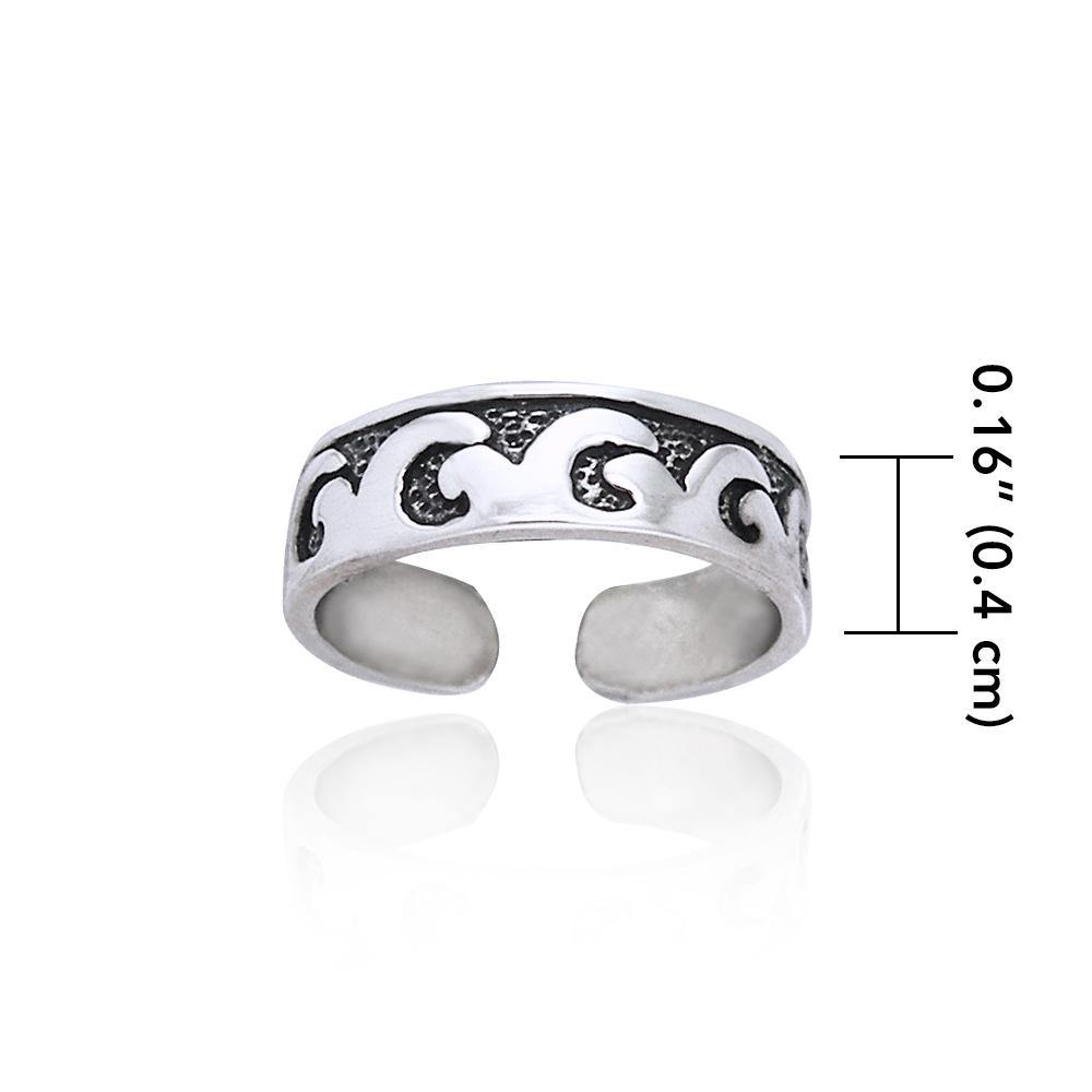 Beach Waves Sterling Silver Toe Ring TR252 - Toe Rings