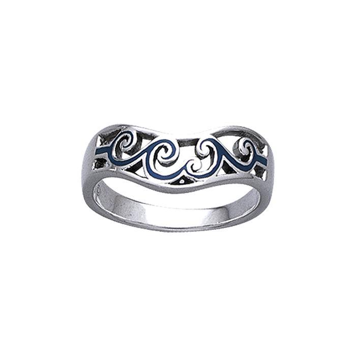 Surf Up Wave Sterling Silver Ring TR3604 - Rings