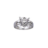 Sir John Hawkins Pirate Skull T Sterling Silver Ring TR3669 - Rings