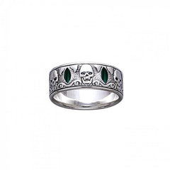 The Elizabeth Skull Band T Pirate Sterling Silver Ring TR3679 - Rings