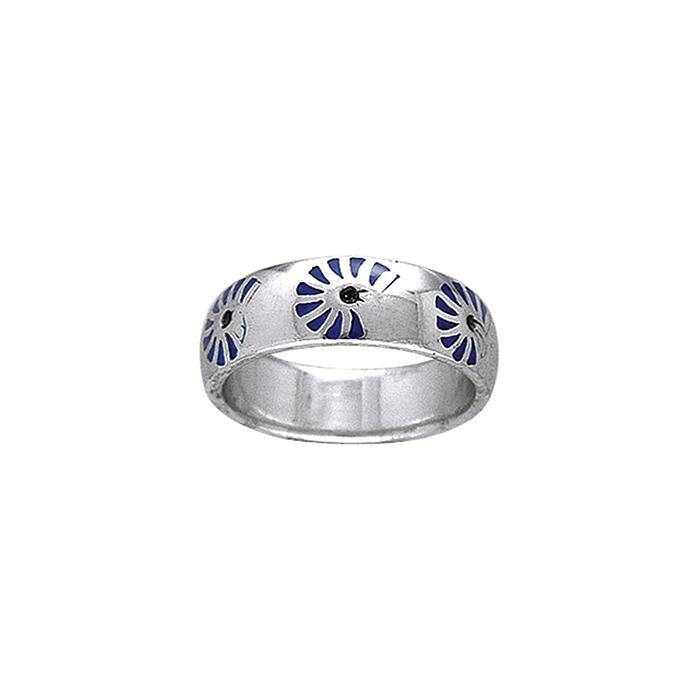 Inlaid Nautilus Shell Sterling Silver Ring TR3700 - Rings