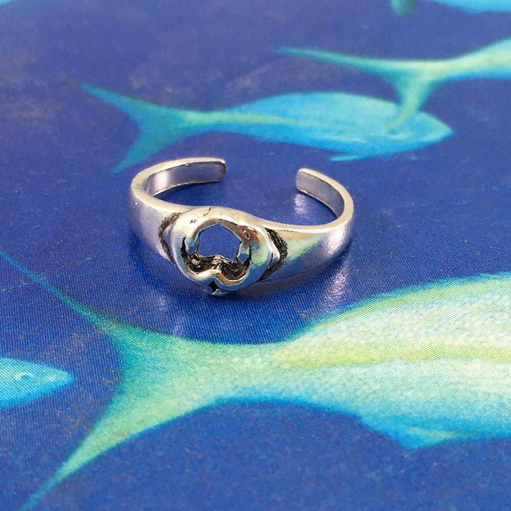 Kissing Dolphins Sterling Silver Toe Ring