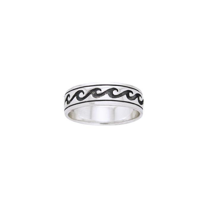 Ocean Waves Sterling Silver Ring TR513 - Rings