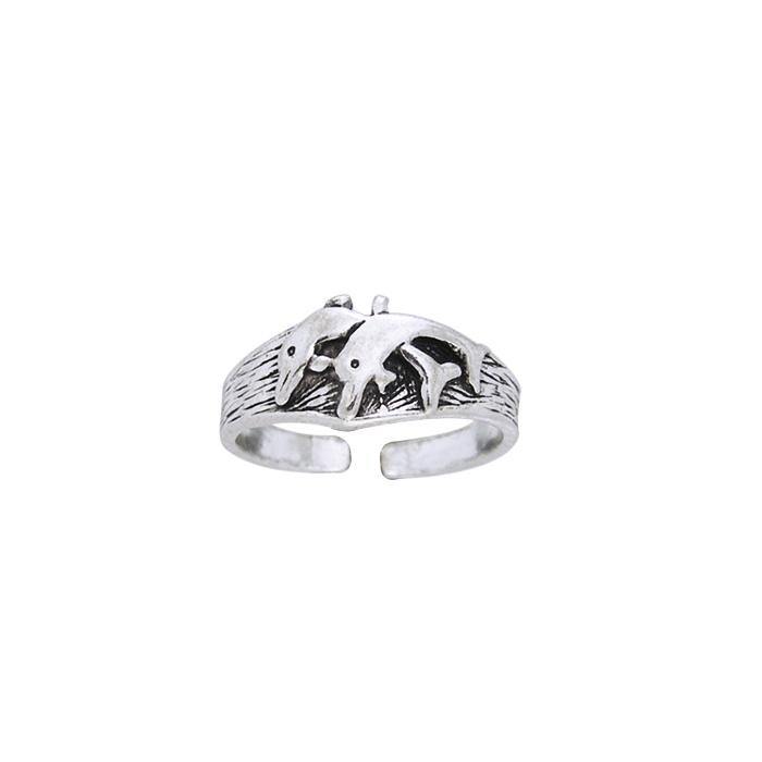 Twin Dolphins Sterling Silver Toe Ring TR614 - Toe Rings