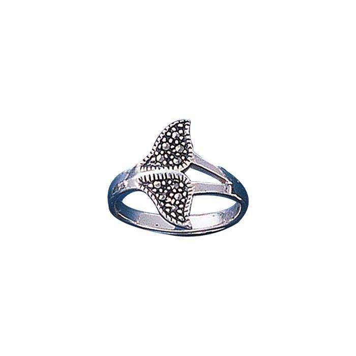Marcasite Humpback Whale Sterling Silver Ring TR712 - Rings