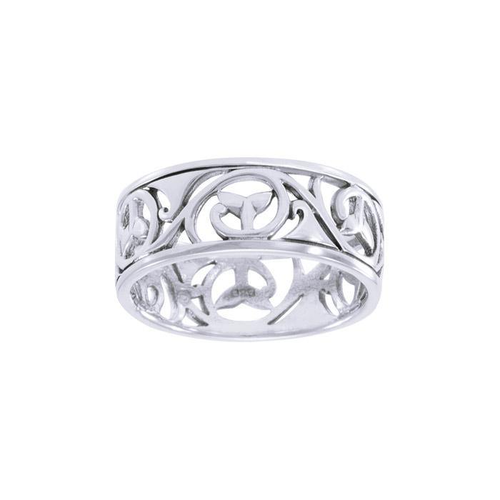 Whale Tail Breach Sterling Silver Ring TRI041 - Rings