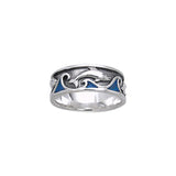 The Inlaid Playful Dolphin Sterling Silver Ring TRI042 - Rings