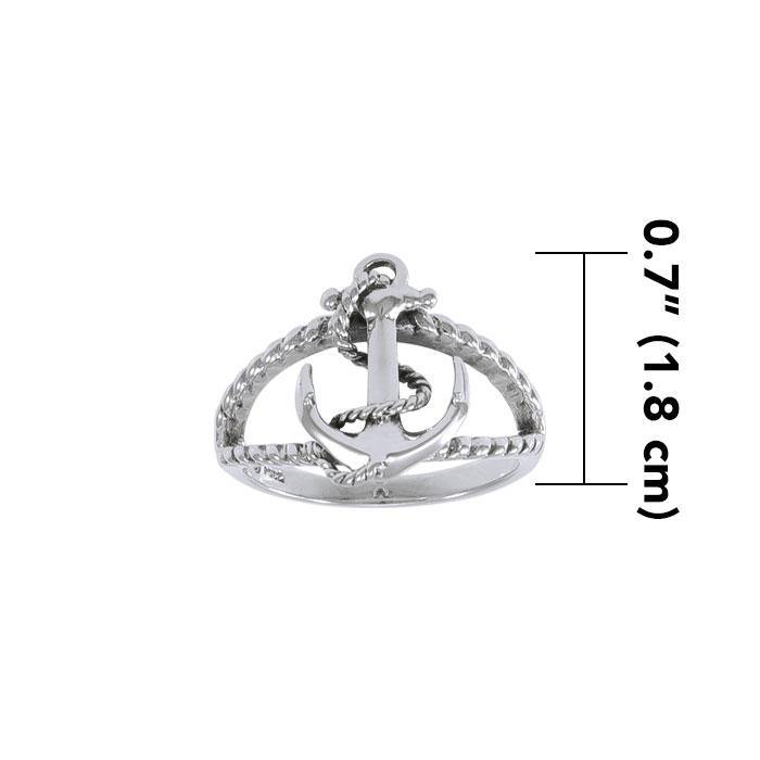 Rope Anchor Sterling Silver Ring TRI1461 - Rings