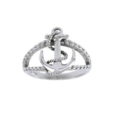 Rope Anchor Sterling Silver Ring TRI1461 - Rings