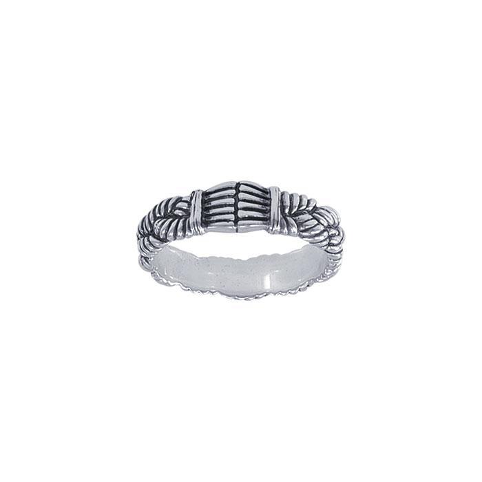 Braided Rope Silver Ring TRI1470 - Rings