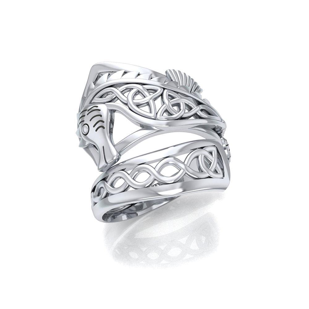 Celtic Knots Silver Seahorse Spoon Ring TRI1737 - Rings