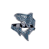 Sterling Silver Aboriginal Blue Shark Spoon Ring TRI1768