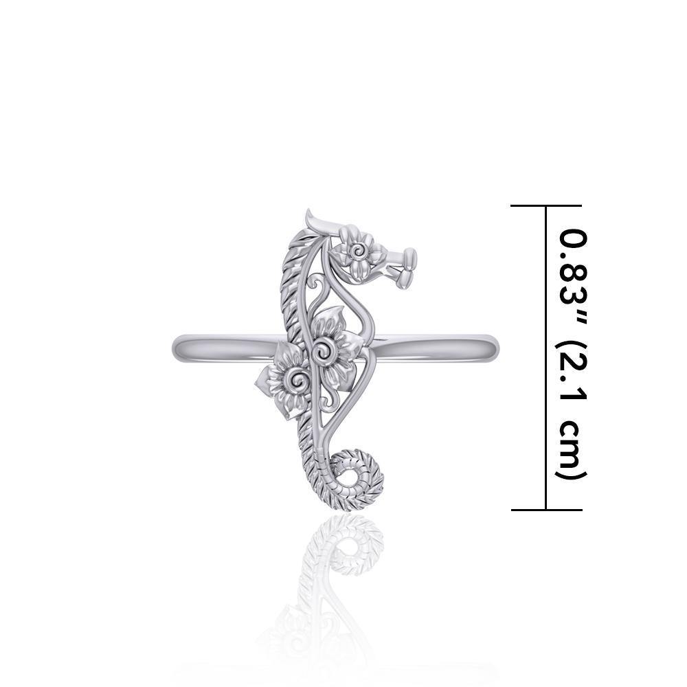 A touch of whimsical sea vibe Silver Seahorse Filigree Ring TRI1794 - ring