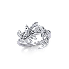 Swim through the endless journey Silver Hammerhead Shark Filigree Ring TRI1796 - ring