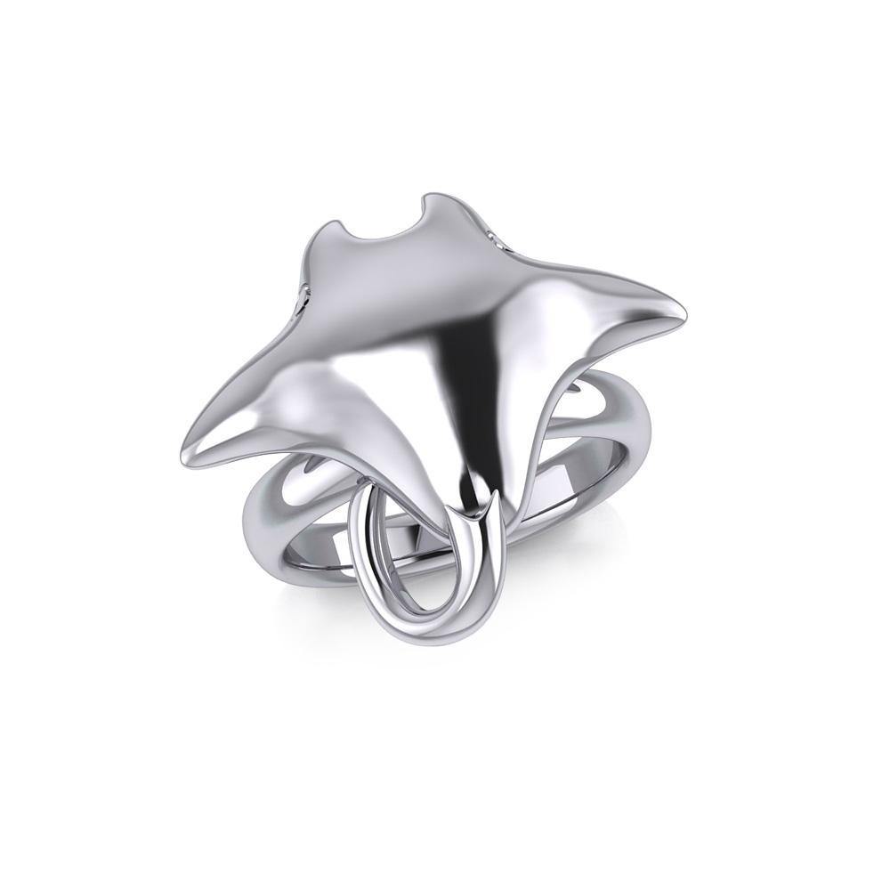 Large Manta Ray Silver Ring TRI1834 - Ring