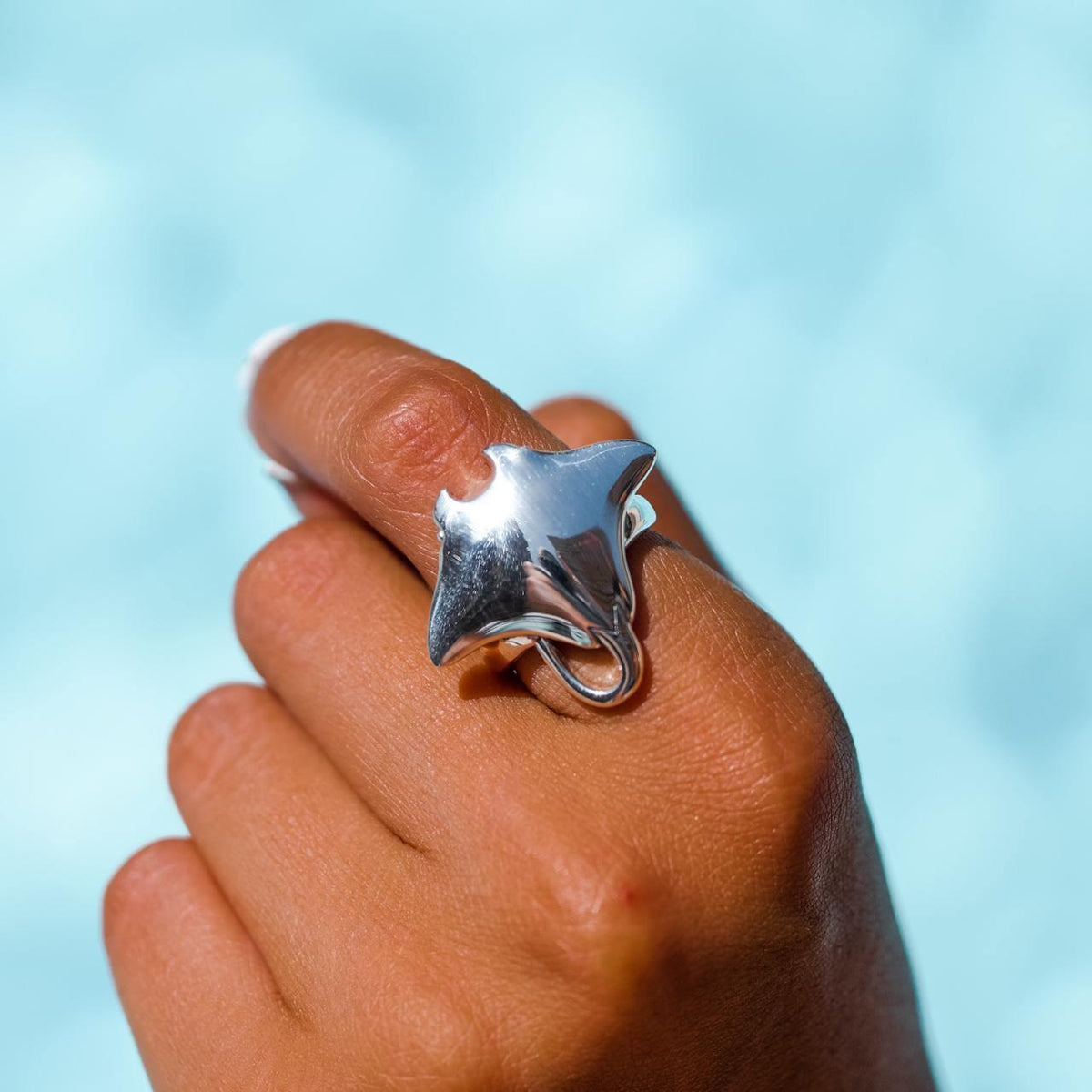 Large Manta Ray Silver Ring TRI1834 - Ring