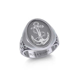 Classic Anchor Silver Signet Men Ring TRI1962 - Ring