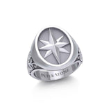 Compass Silver Signet Men Ring TRI1964 - Ring