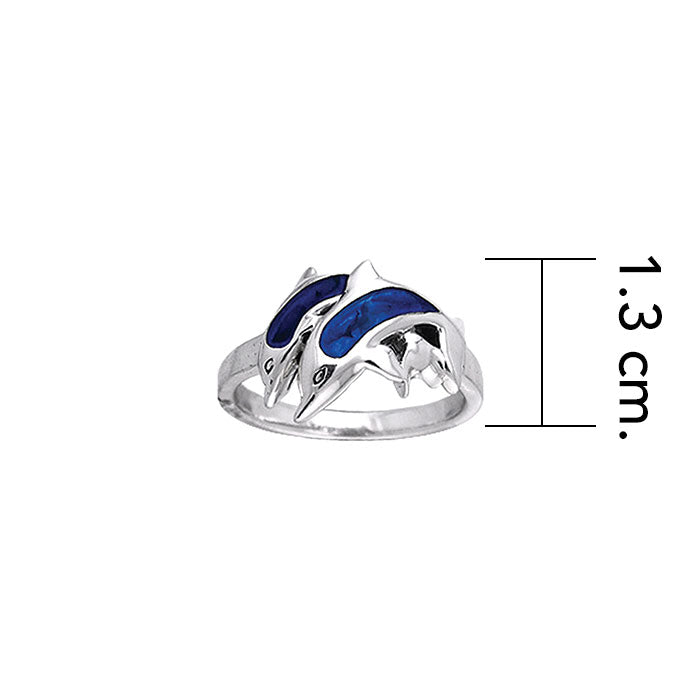Twin Dolphins Sterling Silver Ring TRI250