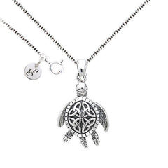Celtic Knot Sea Turtle Silver Necklace Set TSE687 - Sets