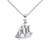 Sail as Far as the Majestic Schooner ~ Sterling Silver Jewelry Necklace TSE692 - Pendants