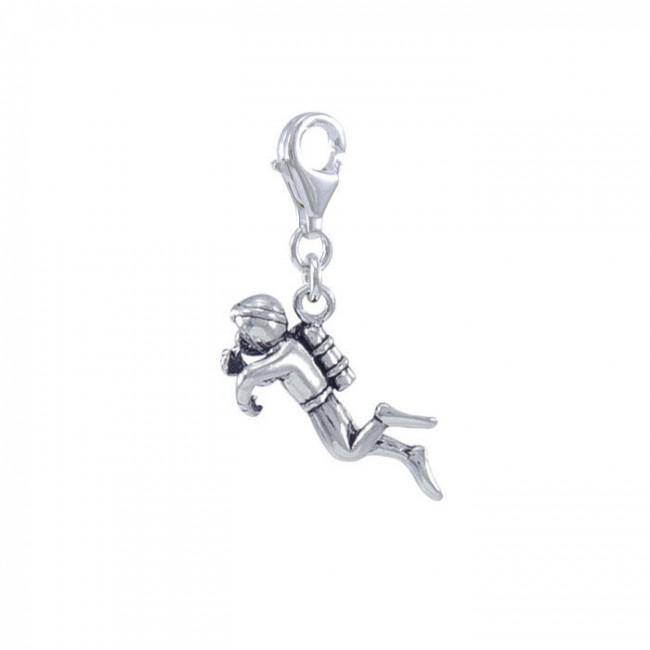 Diver Sterling Silver Clip On Charm TWC159 - Clip Charms