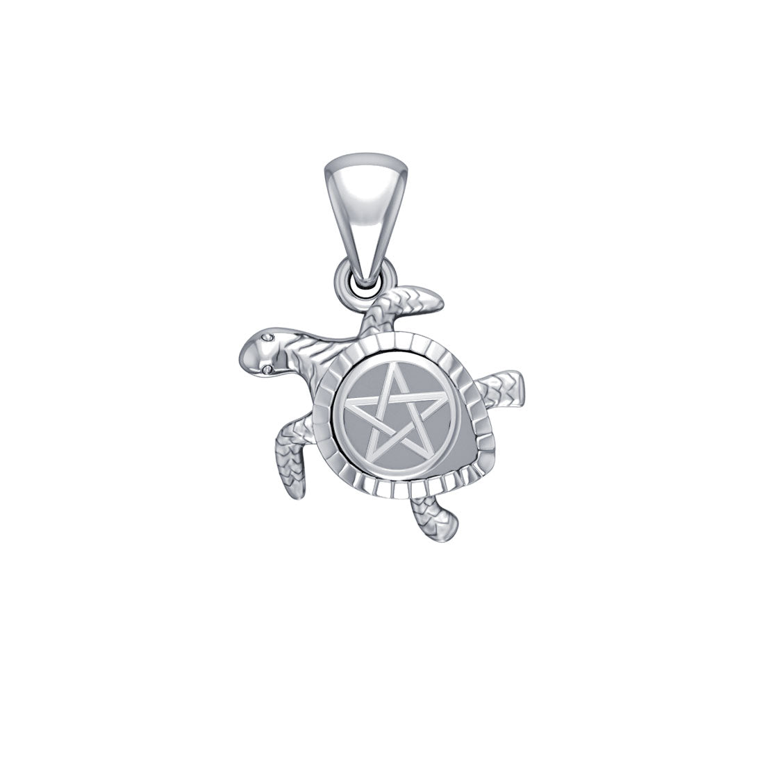 Sea Turtle with Star 14K White Gold Pendant WPD5205