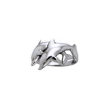 Twin Dolphins Sterling Silver Ring WR205 - Rings