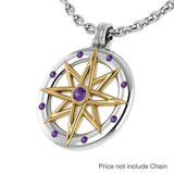 Compass Gemstone Silver and Gold Pendant MPD683