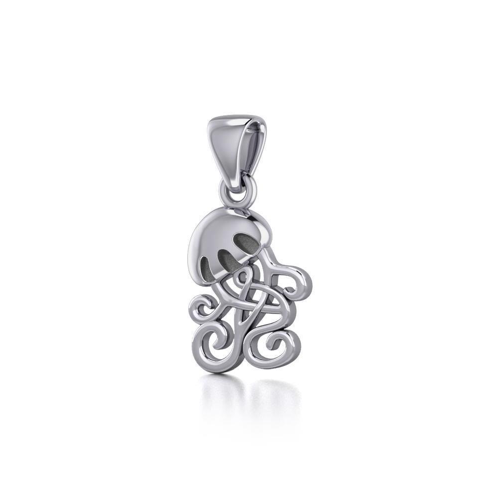 Box Jellyfish with Celtic Tail Silver Pendant TPD5206 - Pendant