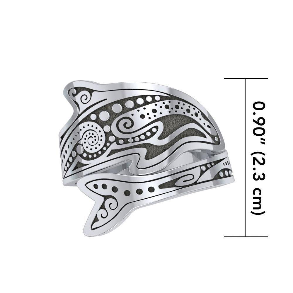 Aboriginal Dolphin  Sterling Silver Spoon Ring TRI1735 - Ring